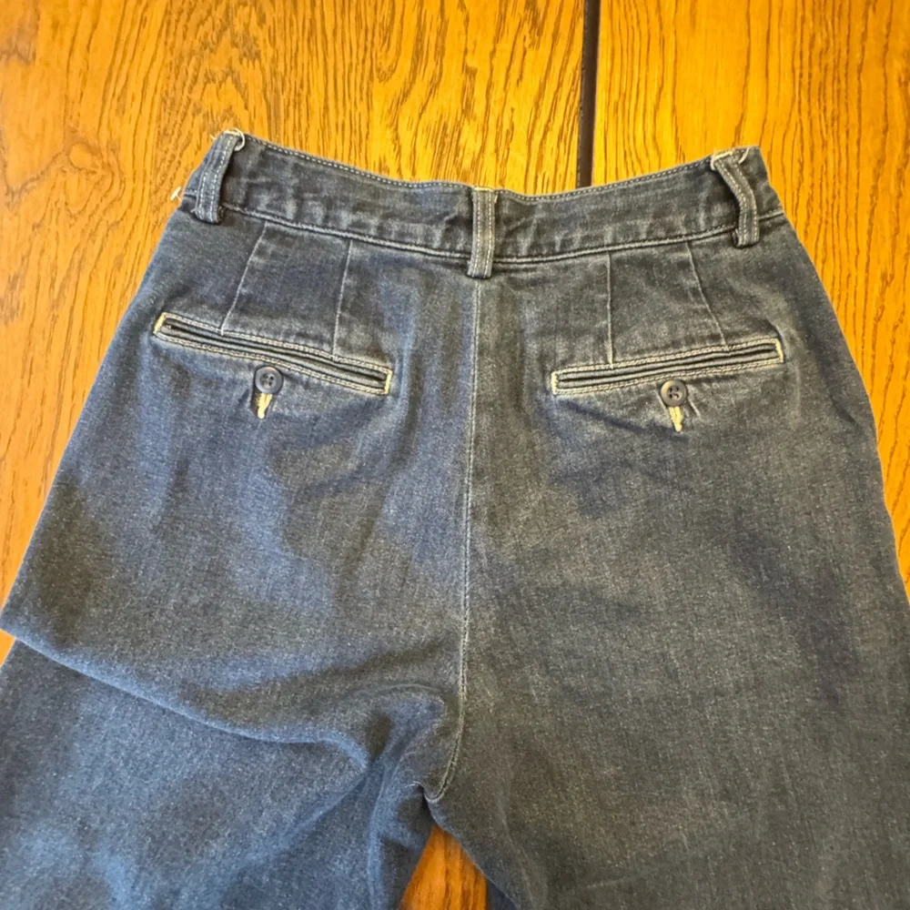 Uniqlo Women High Waisted Wide Straight Pants Size‎ 0 Denim Dark Blue